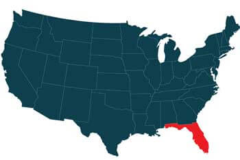 Map of USA with Florida
