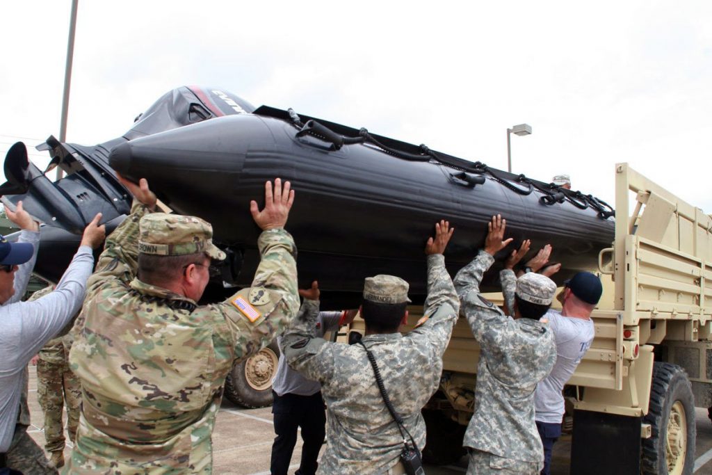 National Guardsmen making preparation for the Houston Relief Efforts