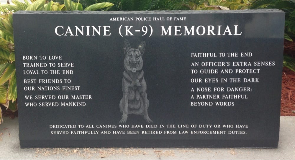 K9 Memorial at the American Police Hall of Fame