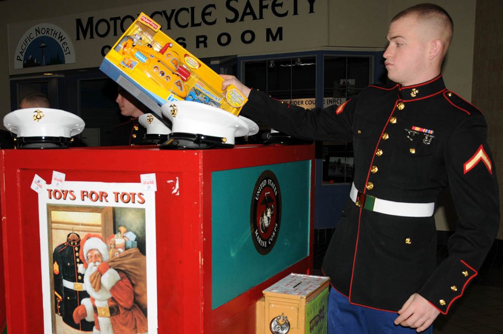 Marines collecting Toys for Tots